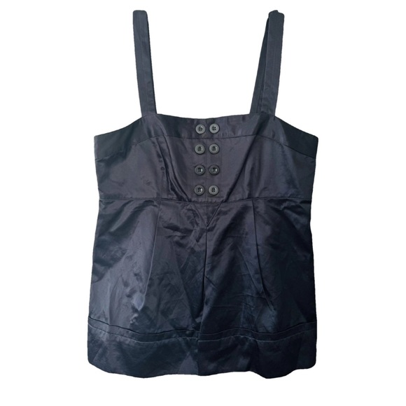 Marc By Marc Jacobs Tops - Marc By Marc Jacobs Black Satin Babydoll Empire Waist Tank Top Blouse Y2K Style